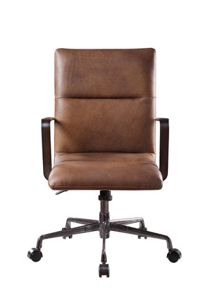 English Elm Indra Vintage Chocolate Top Grain Leather Executive Office Chair with 360° Swivel, Pneumatic Lift, Tufted High Backrest B2726P333498