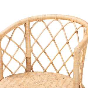 English Elm Bohemian Natural Rattan Swivel Counterstool with Wraparound Arms for Kitchen Bars B2750P467797