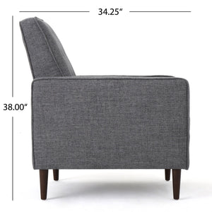 English Elm Christopher Knight Home® - Fabric Recliner Chair Mid-Century Modern Pushback Single Sofa with Tufted Cushion, Birch Legs, Cozy Comfort Gray 60741.00GRY