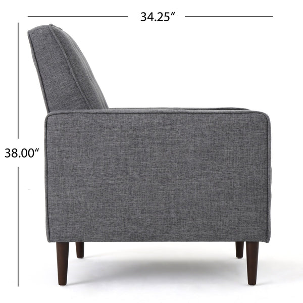 English Elm Christopher Knight Home® - Fabric Recliner Chair Mid-Century Modern Pushback Single Sofa with Tufted Cushion, Birch Legs, Cozy Comfort Gray 60741.00GRY