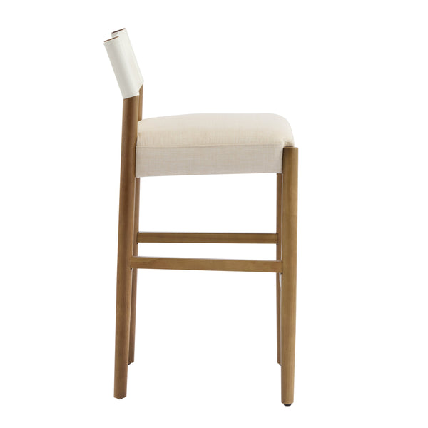 English Elm Christopher Knight Home® - 28.5'', Solid Wood Bar Stool Set of 2 with White Polyester Cushion, 28.5'' Counter Height Modern Rustic Appeal N780P271400W