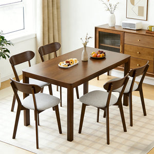 English Elm Solid Natural Wood Mid-century Dining Chairs Curved Back Upholstered Seat Set of 2 W3204P429363