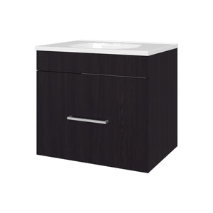 English Elm Wengue Floating Bathroom Vanity Set with Sink — Elegant Waterproof Wenge Finish, Sturdy 1-Drawer Storage B062P355541