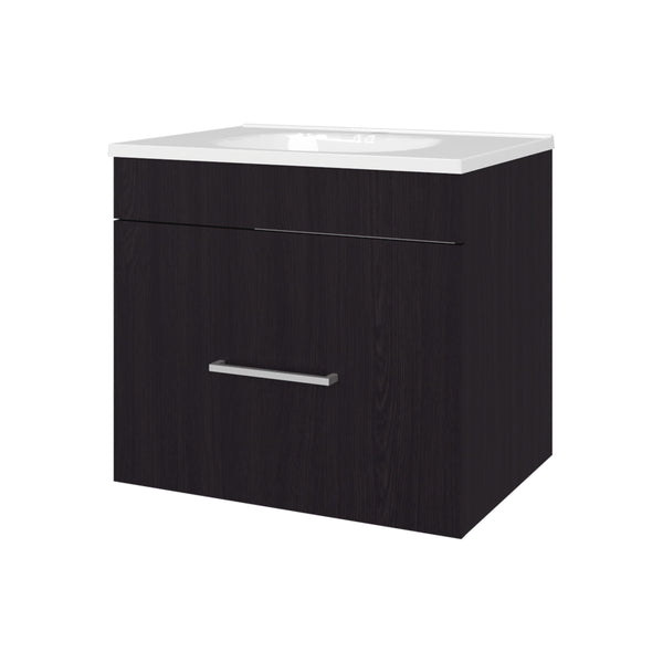 English Elm Wengue Floating Bathroom Vanity Set with Sink — Elegant Waterproof Wenge Finish, Sturdy 1-Drawer Storage B062P355541