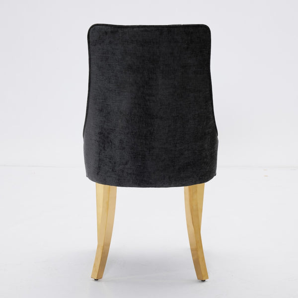 English Elm Rayon Chenille Dining Chairs Set Of 2 - Elegant Upholstered Accent Chairs With Gold-Plated Legs W1143P293315-GIGA