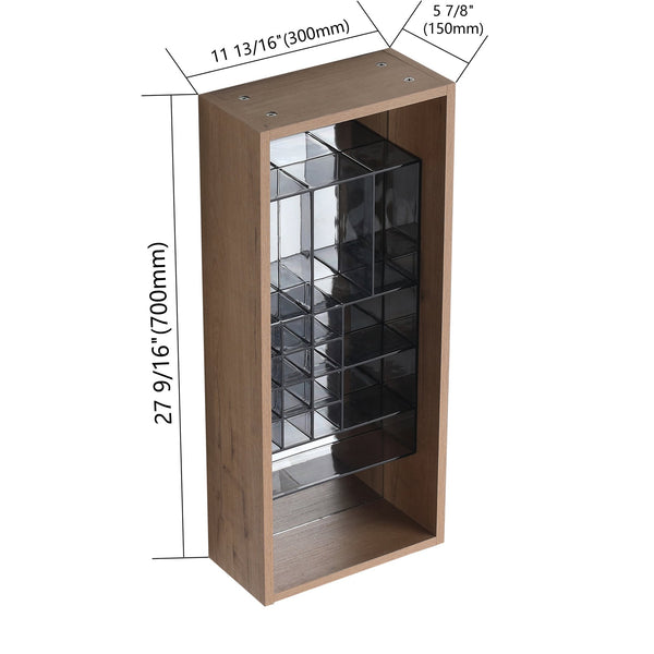 English Elm 12'' 12 Inch Wall Mounted Mirrored Bathroom Cabinet Plywood Build with Removable Organizer Insert W999P470290
