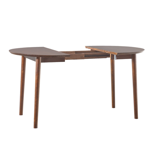 Mid Century Modern Solid Wood Oval Extension Dining Table Walnut DAMD3EWTWS Walker Edison