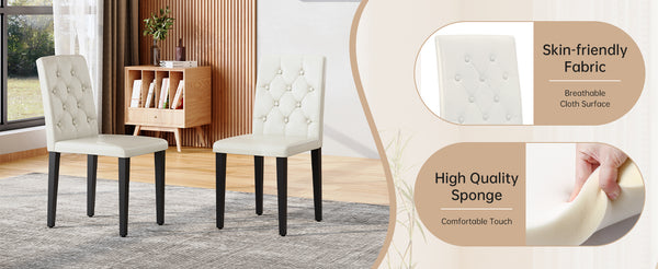 English Elm Black Faux Grain Mdf Table Set with Four White Pu Chairs Retro Minimalist Dining W1151S04372