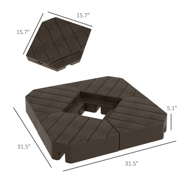 English Elm Outsunny 4-Piece Patio Umbrella Base Weight Set, Stylish Faux Wood Design With 176 Lb Capacity Sand W2225P174146-GIGA