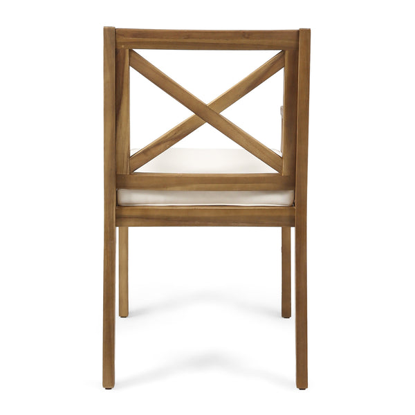 English Elm Christopher Knight Home® - PERLA Outdoor Dining Chair Set of 2 with Water‑Resistant Cushions, Acacia Wood, Comfortable Seating Cream,Teak N762P251938A