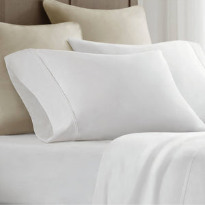 English Elm 4-Piece Queen Sateen Sheet Set – Luxurious White Cotton, Deep Pocket, Hotel Quality Comfort & Style B035P381312