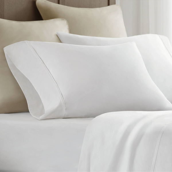 English Elm 4-Piece Queen Sateen Sheet Set – Luxurious White Cotton, Deep Pocket, Hotel Quality Comfort & Style B035P381312