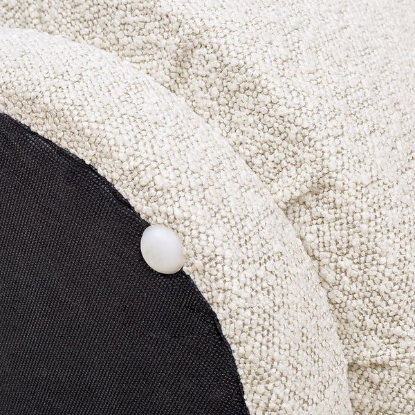 English Elm Jennifer Taylor Home - Fuji Cozy 15" Mushroom Footstool Ottoman in Ebony Bouclé Sherpa, Supportive Foam & Wood Frame (200 lb) White B2719P238426