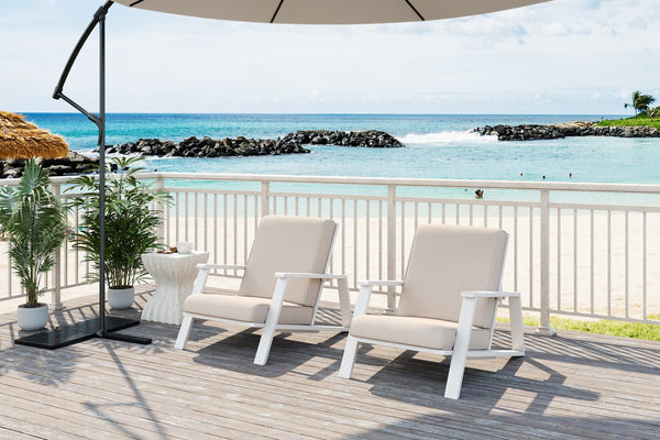 English Elm Christopher Knight Home® - Patio Lounge Chair Set Of 2 - Stylish White Acacia Wood Frame & Weather-Resistant Beige Cushions N779P291591W-2