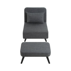 English Elm 3 Foldable Linen Chaise Lounge with Adjustable Backrest Footrest Detachable Pillow Convertible Sofa Bed for Small Spaces Grey 50.59 L x 27.76 W x 11.22 H W1716P280540