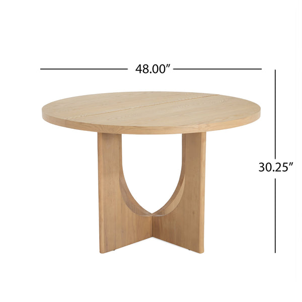 English Elm Christopher Knight Home® - 48" Round Dining Table - Farmhouse Charm, Solid Wood Construction, Space-Saving For Cozy Dining Spaces N771P240935K