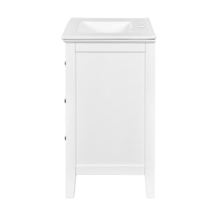 English Elm 30 Inch Bathroom Vanity with Ceramic Sink and 3 Smooth-Glide Drawers, Modern Moisture-Resistant Storage White N710P252105K