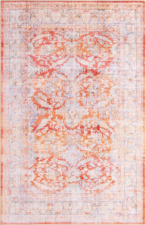 Unique Loom Timeless Thaddeus Machine Made Overdyed Rug Rust Red, Ivory/Violet/Orange 5' 1" x 8' 0"