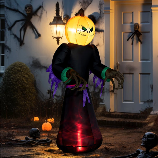 English Elm Homcom 7-Foot Halloween Inflatable Reaper Ghost Pumpkin – Led Yard Decor For Spooky Fun Nights! W2225P229472