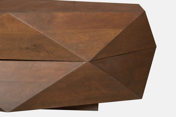 English Elm Diamond Faceted Solid Mango Wood Lift Top Coffee Table with Velvet Lined Storage B024P405169