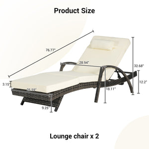 English Elm Outdoor Wicker Reclining Chair Set Of 2 With Cushions - Stylish, Durable, Adjustable For Ultimate Comfort W874P264730-GIGA