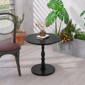 English Elm 23'' Black Accent Round Table - Modern 23" Small Side Table with Solid Wood Legs, Water-Resistant MDF, Versatile Nightstand W2295P339118