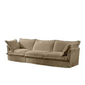 English Elm Slipcovered Modern 3-Seater Sofa With Soft Camel Corduroy, Washable Covers & Modular Design Options W3041S00066-GIGA