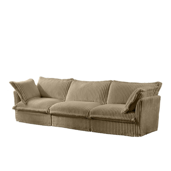 English Elm Slipcovered Modern 3-Seater Sofa With Soft Camel Corduroy, Washable Covers & Modular Design Options W3041S00066-GIGA