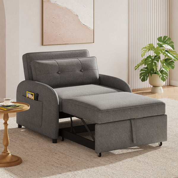English Elm Christopher Knight Home® - (Old 3-in-1 Convertible Sleeper Sofa Bed with Pillow & Pocket, Compact Loveseat with Pull-Out Bed and Wheels Grey N765P34284849G