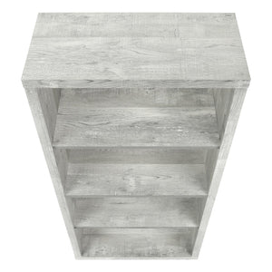 English Elm Bookshelf, 5-Tier Modern Etagere with 3 Adjustable Shelves and Reclaimed Wood-Look Finish, Compact Grey 50 L x 15 W x 7 H B2710P219743
