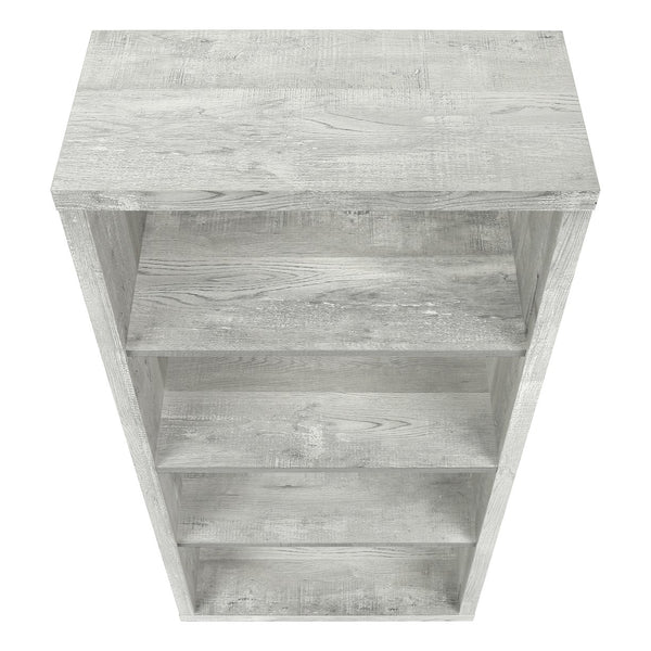 English Elm Bookshelf, 5-Tier Modern Etagere with 3 Adjustable Shelves and Reclaimed Wood-Look Finish, Compact Grey 50 L x 15 W x 7 H B2710P219743