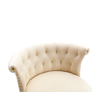 English Elm UNITED Velvet 360° Rotating Bar Chair with Diamond Stitching, Gold Frame, Plush Foam Seat, Adjustable Height Beige W1568P361715