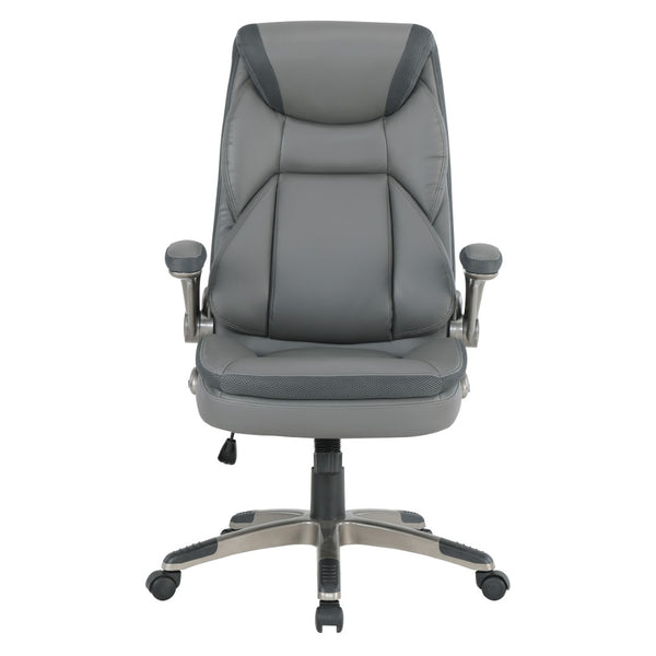 OSP Home Furnishings Exec Bonded Leather Office Chair with Lumbar Support Padded Arms and Ergonomic Tilt ECH17057-EC42