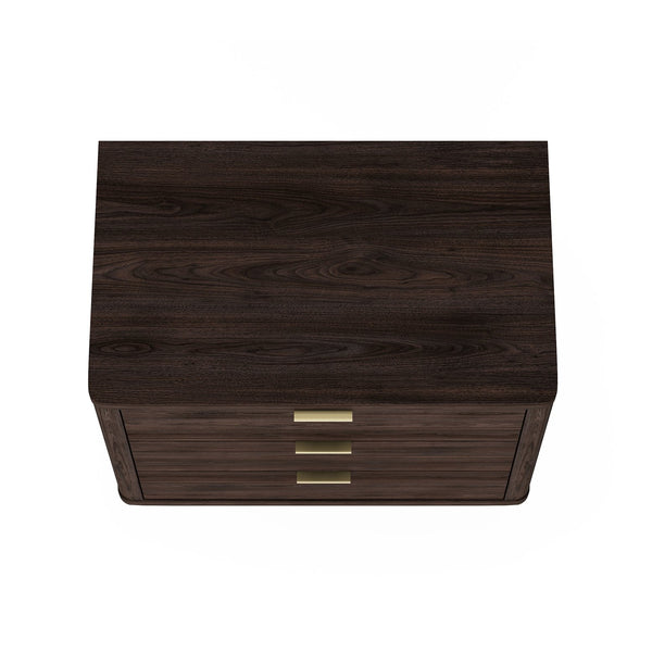 English Elm Evelyn 32" Brown Nightstand - Modern 3-Drawer Design For Stylish Bedroom Storage & Organization B365P398537