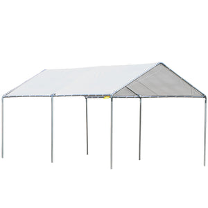 English Elm Outsunny 10x20 Foot Galvanized Steel Carport Outdoor Vehicle Canopy with Anchor Kit W2225P217045