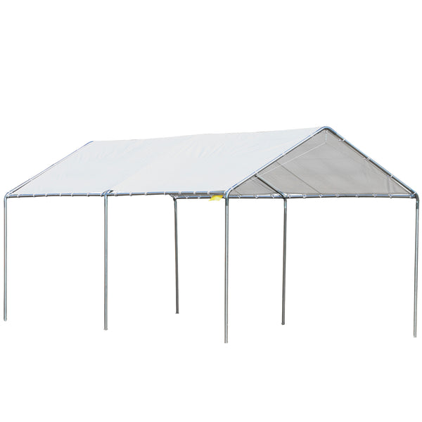 English Elm Outsunny 10x20 Foot Galvanized Steel Carport Outdoor Vehicle Canopy with Anchor Kit W2225P217045