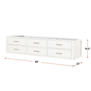 English Elm White Double Bath Vanity - 80" Wall-Hung Design With Soft-Close Drawers For Stylish Storage Solutions B2731P258120-GIGA
