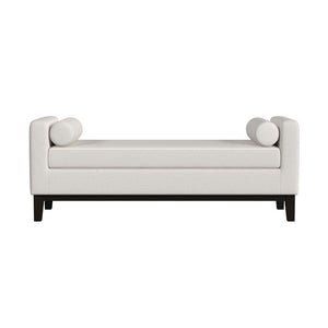 English Elm Upholstered Modern Accent Bench with Armrests and Bolster Pillows, Foam Seat, Black Tapered Legs Vanilla White B016P383452