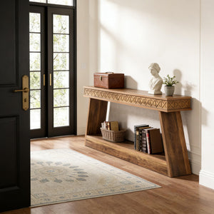 English Elm Hall Console Table Industrial Rustic Two Tier Wood Tone Metal Frame Entryway Sofa T3971P451575