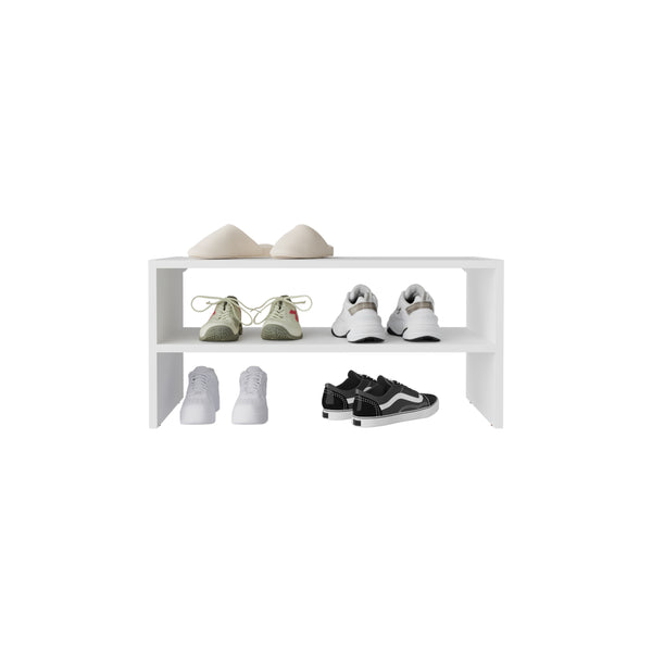 English Elm Silpa Small Shoe Rack with Three Open Shelves — Compact 23.6" White Organizer, Bench Top, Modern B070P363829