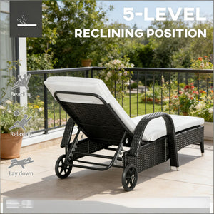 English Elm 3 Piece Outdoor Pe Rattan Chaise Lounge Set with Adjustable Recline and Side Table T3971S00091