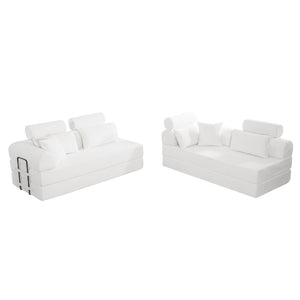 English Elm L Shaped Corduroy Sectional Sofa Converts to Sleeper Bed Space Saving Modular Couch Beige W5532S00002
