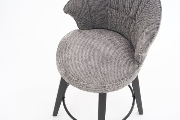 English Elm 008-Wing Upholstered Swivel Counter Stools Set of 2 with Solid Wood Legs, Chenille Comfort & 250lb Capacity DARK GREY W2636P239834