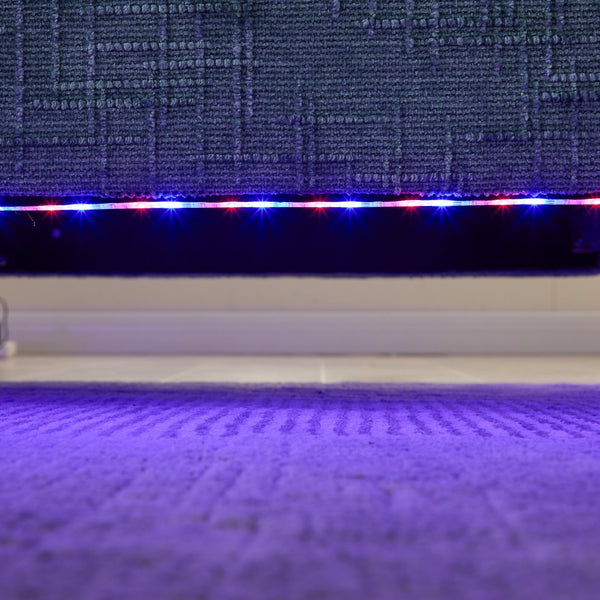 English Elm Modern chenille 2-seater sofa with LED lighting, USB charging, storage pocket, sturdy wood legs Lake Blue W395P318545