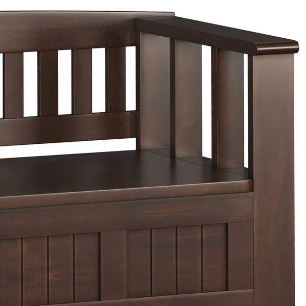English Elm Acadian Solid Wood Entryway Bench with Lift-Top Storage & Shelf, Brunette Brown Finish, 48" B136P203423