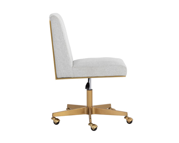 Sunpan Dean Office Chair - Modern Faux Leather Design with Stylish Stainless Steel Base for Effortless Elegance Brushed Brass / Ernst Silverstone