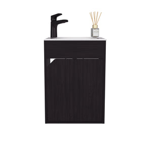 English Elm Bathroom Vanity Slim Sink Cabinet with Single Door, Engineered Wood, Space-Saving Modern Design Black 25.98 L x 18.9 W x 11.02 H B097P350313