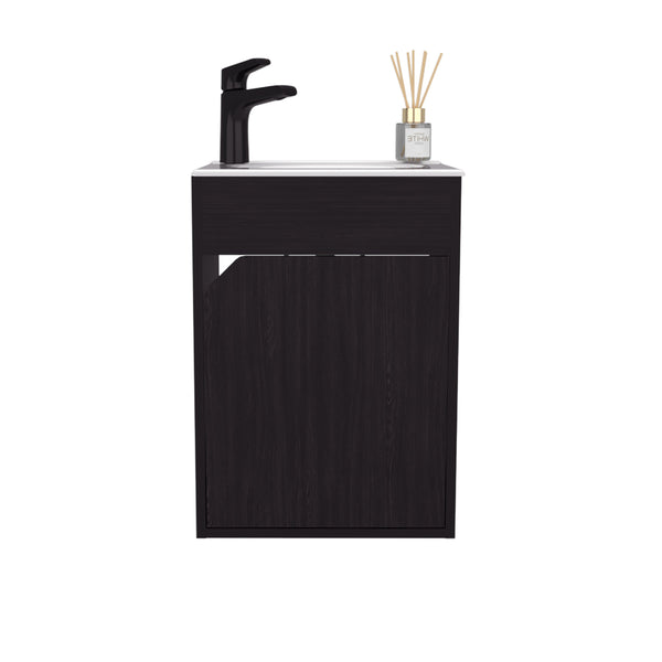 English Elm Bathroom Vanity Slim Sink Cabinet with Single Door, Engineered Wood, Space-Saving Modern Design Black 25.98 L x 18.9 W x 11.02 H B097P350313