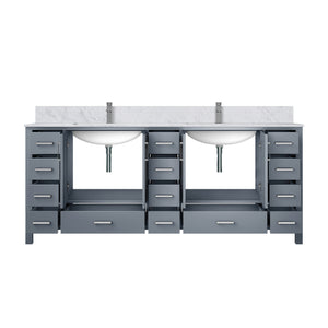 English Elm Dark Grey Double Bath Vanity 84" W x 22" D with Carrara Marble Top, Faucet Set, Soft-Close Drawers B2731P259152