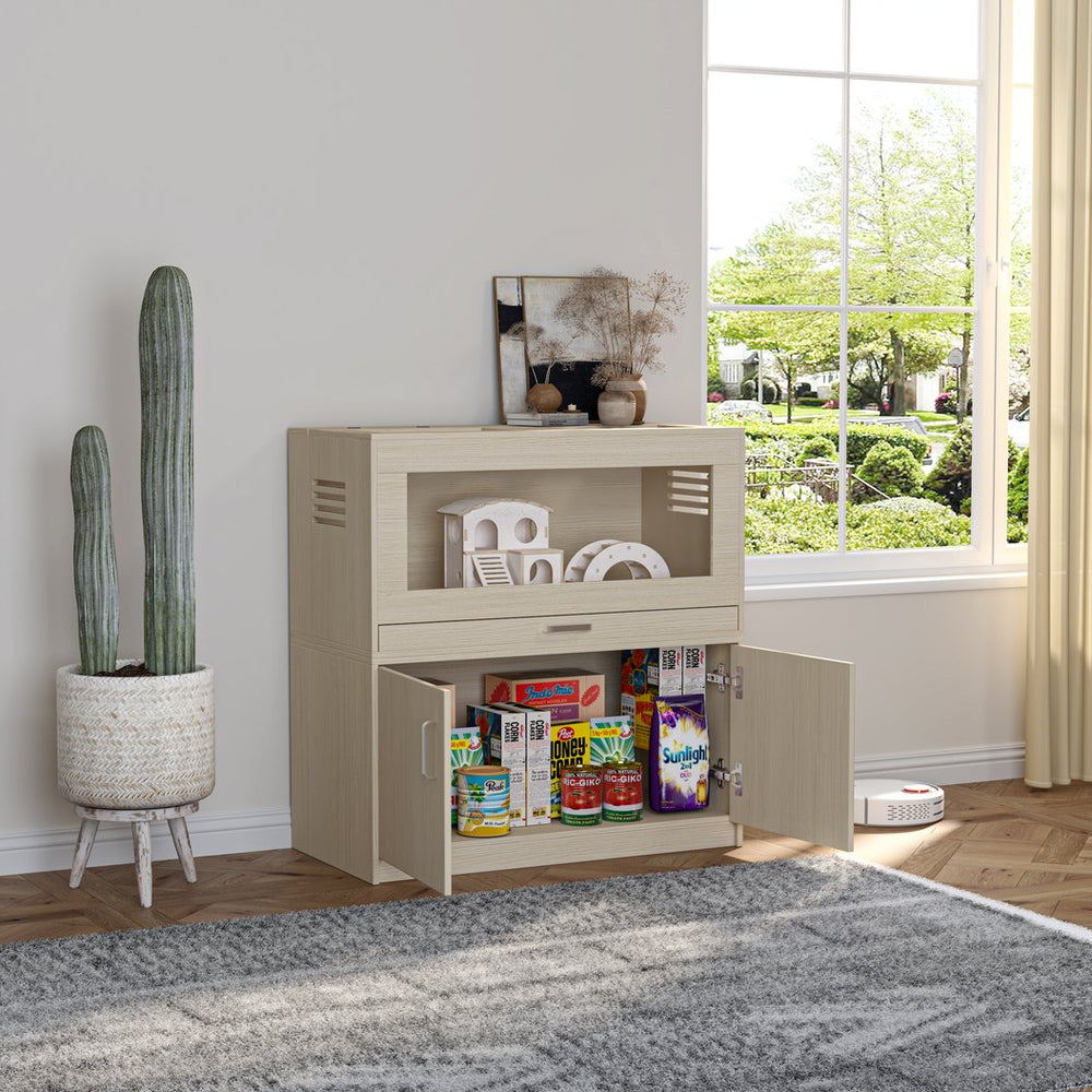 English Elm Guinea Pig Solid Wood Habitat with Acrylic View Panel and Built in Storage Cabinet W1850P168639